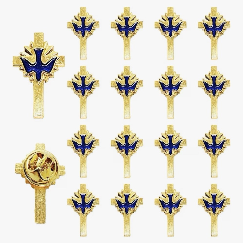 Holy‎ Spirit Pin With Blue Dove Holy For Catholic Memorial Prayers 20 Pcs